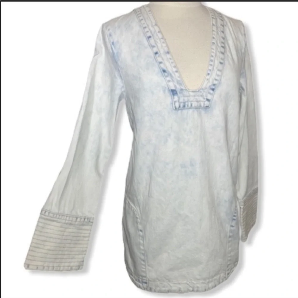 Free People acid wash denim tunic/mini dress - Picture 4 of 7